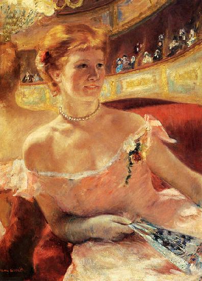 Mary Cassatt Woman with a Pearl Necklace in a Loge oil painting picture